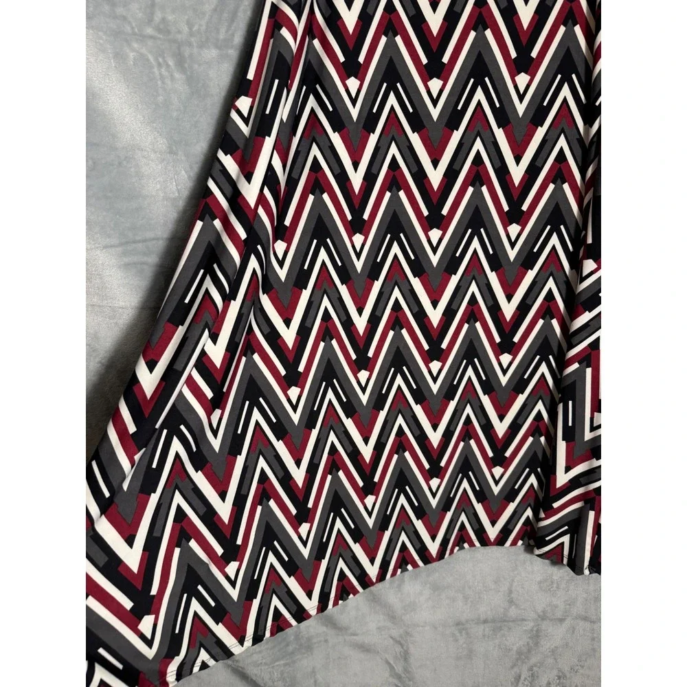 Robert Louis Womens XL Chevron Maxi Skirt Burgundy Black Geometric O-Ring‎